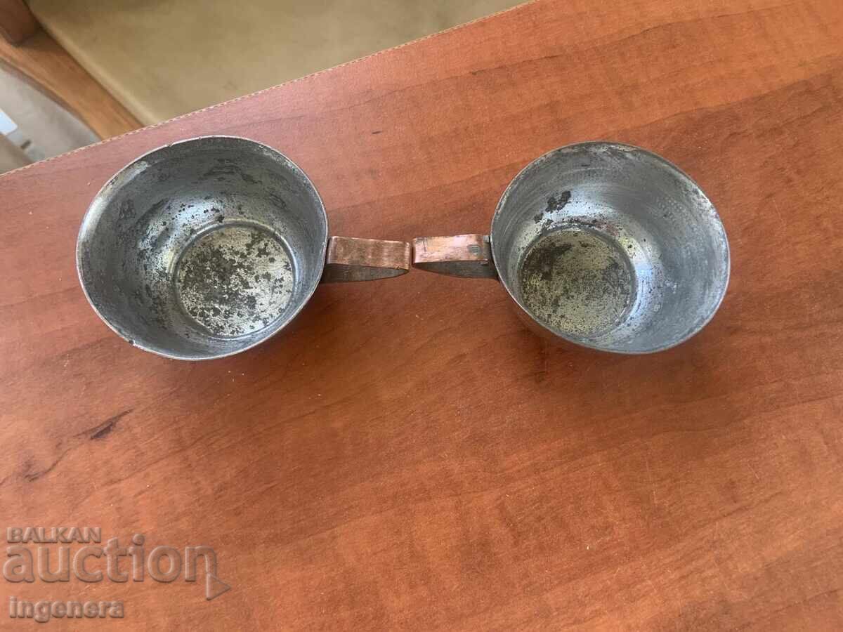 Κύπελλο φλιτζάνια μέταλλο χαλκός χαλκού παλιά - 2 τεμ με τιμή 16.00 BGN | € 8.18