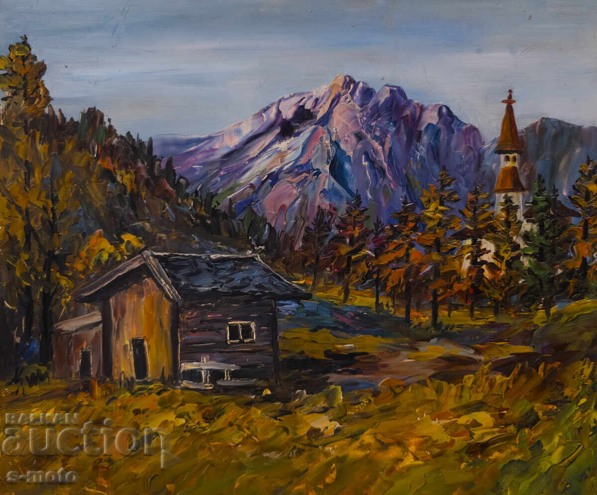 Licitație Tablou ulei peisaj montan