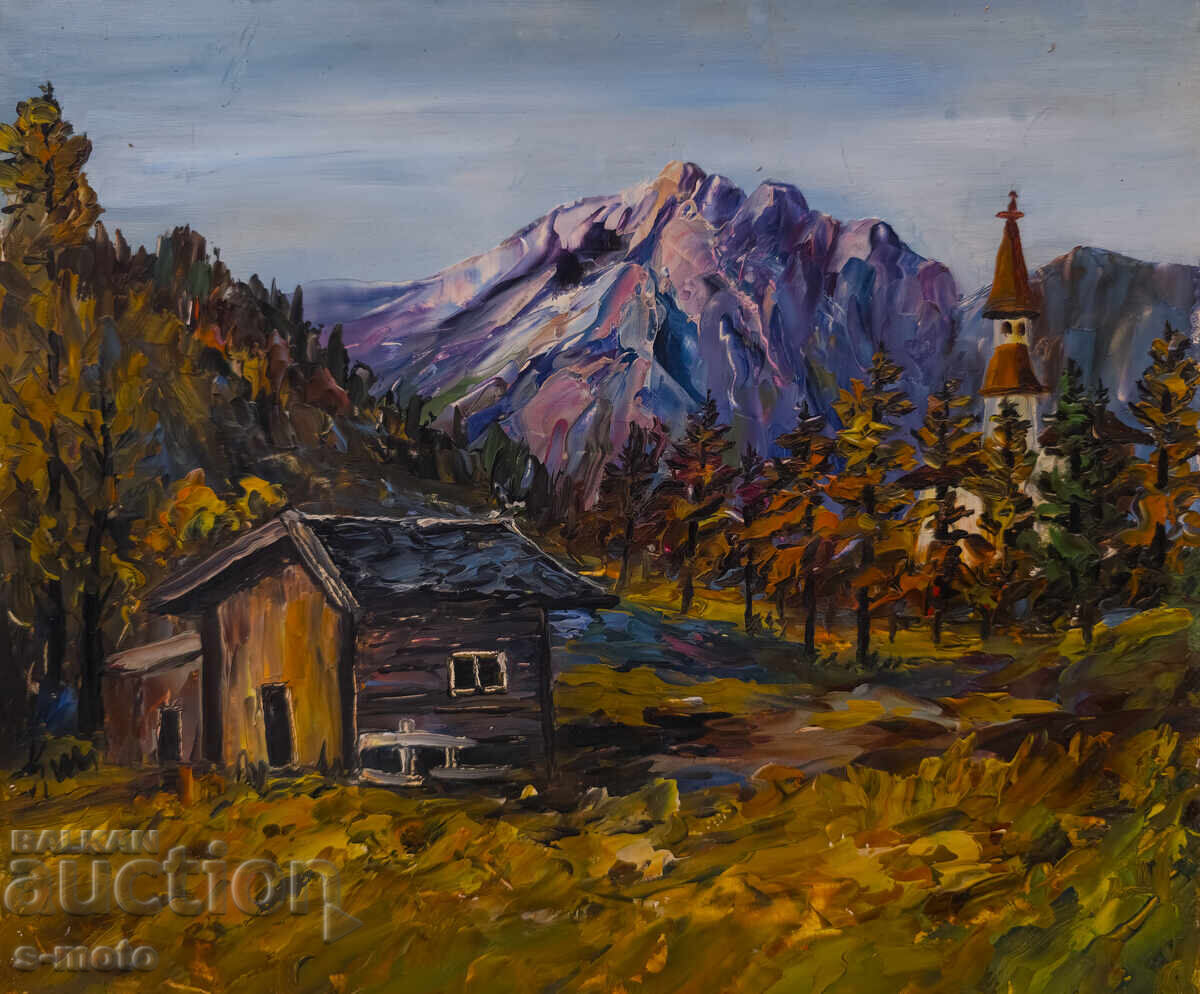 Tablou ulei peisaj montan