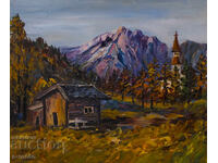 Oil painting mountain landscape