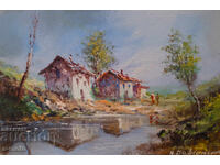Oil painting river landscape