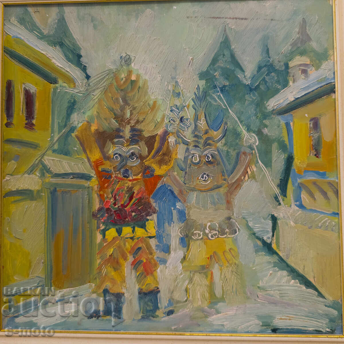 Oil painting Kukeri with price 220.00 BGN | € 112.48 Oil painting Kukeri with price 220.00 BGN | € 112.48