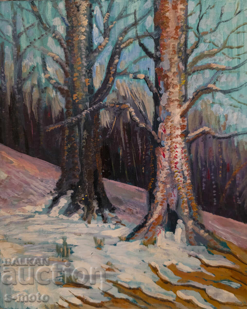 Tablou ulei pe pânză, peisaj forestier cu preț 200.00 BGN | € 102.26