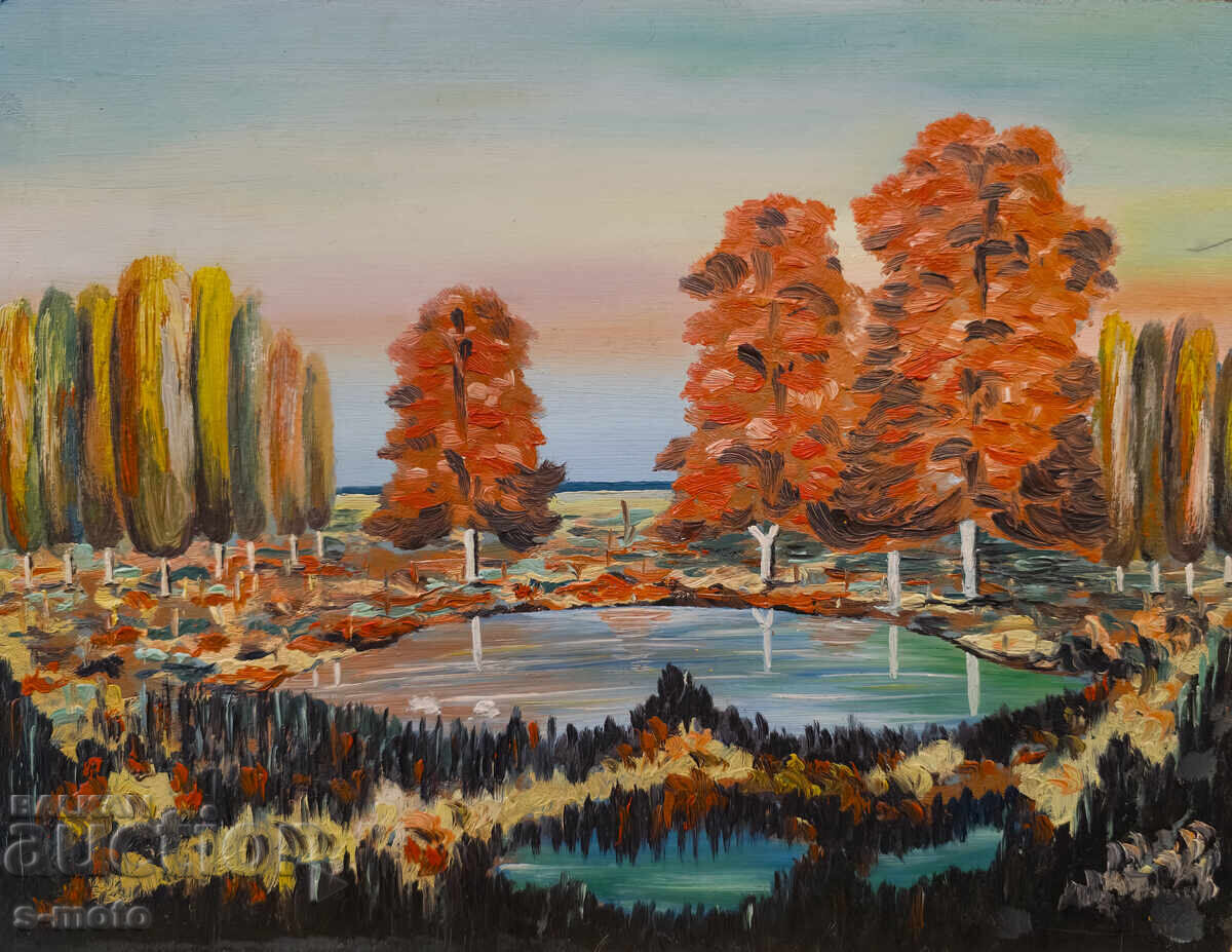 Auction  Oil painting river landscape