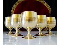 Χάλκινα φλιτζάνια ρακής 80 ml, ανάγλυφα, 5 τεμάχια