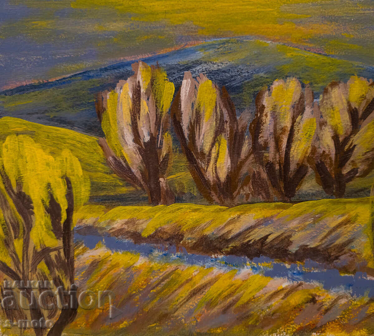 Tablou ulei pe pânză, peisaj forestier Tablou ulei pe pânză, peisaj forestier