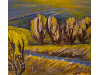 Tablou ulei pe pânză, peisaj forestier