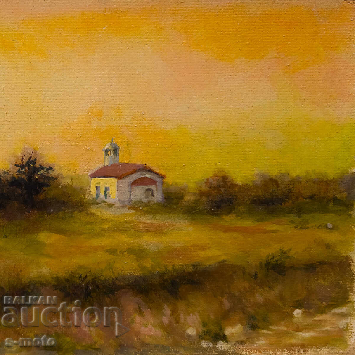 Доставка на Картина маслени бои пейзаж с църква