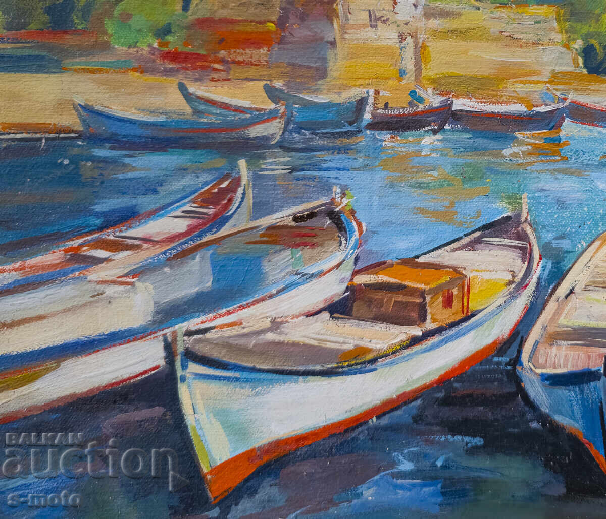 Livrarea Krasimir Doĭchev tablou ulei bărci peisaj Livrarea Krasimir Doĭchev tablou ulei bărci peisaj