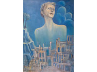 Tablou ulei pe pânză, compoziție suprarealistă