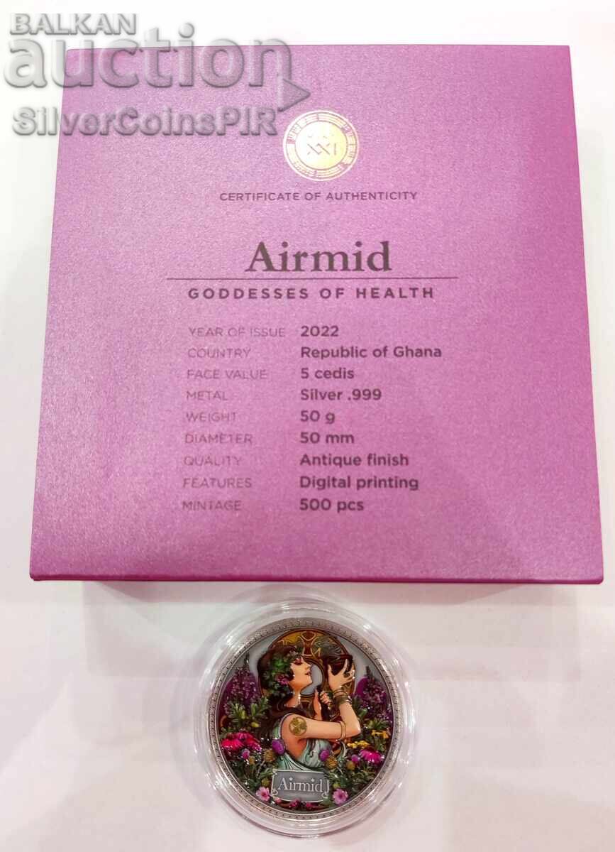 Silver 5 Cedis Armida 2022 Goddess of Health Ghana - 6 Silver 5 Cedis Armida 2022 Goddess of Health Ghana - 6
