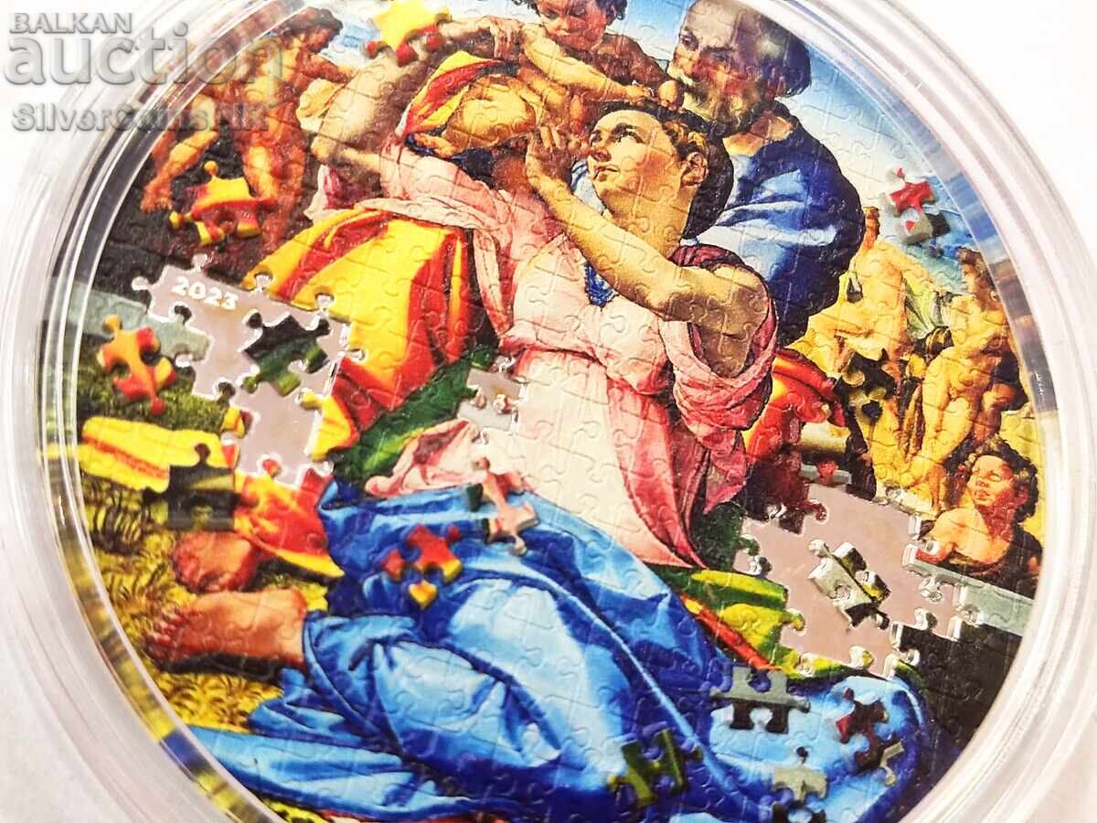 Auction  Silver 3 oz Doni Tondo by Michelangelo 20$ Palau 2023