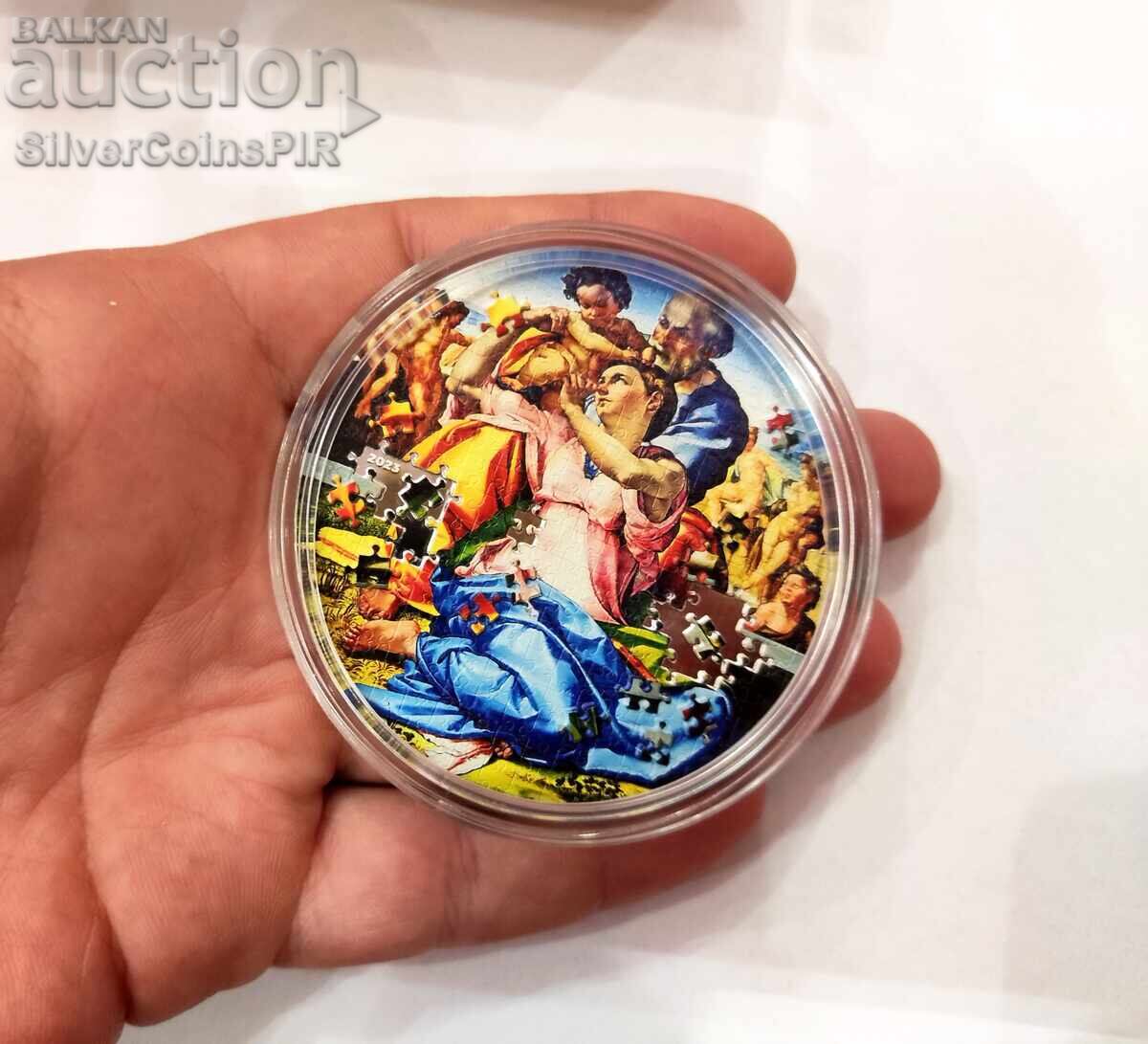 Silver 3 oz Doni Tondo by Michelangelo 20$ Palau 2023 - 7
