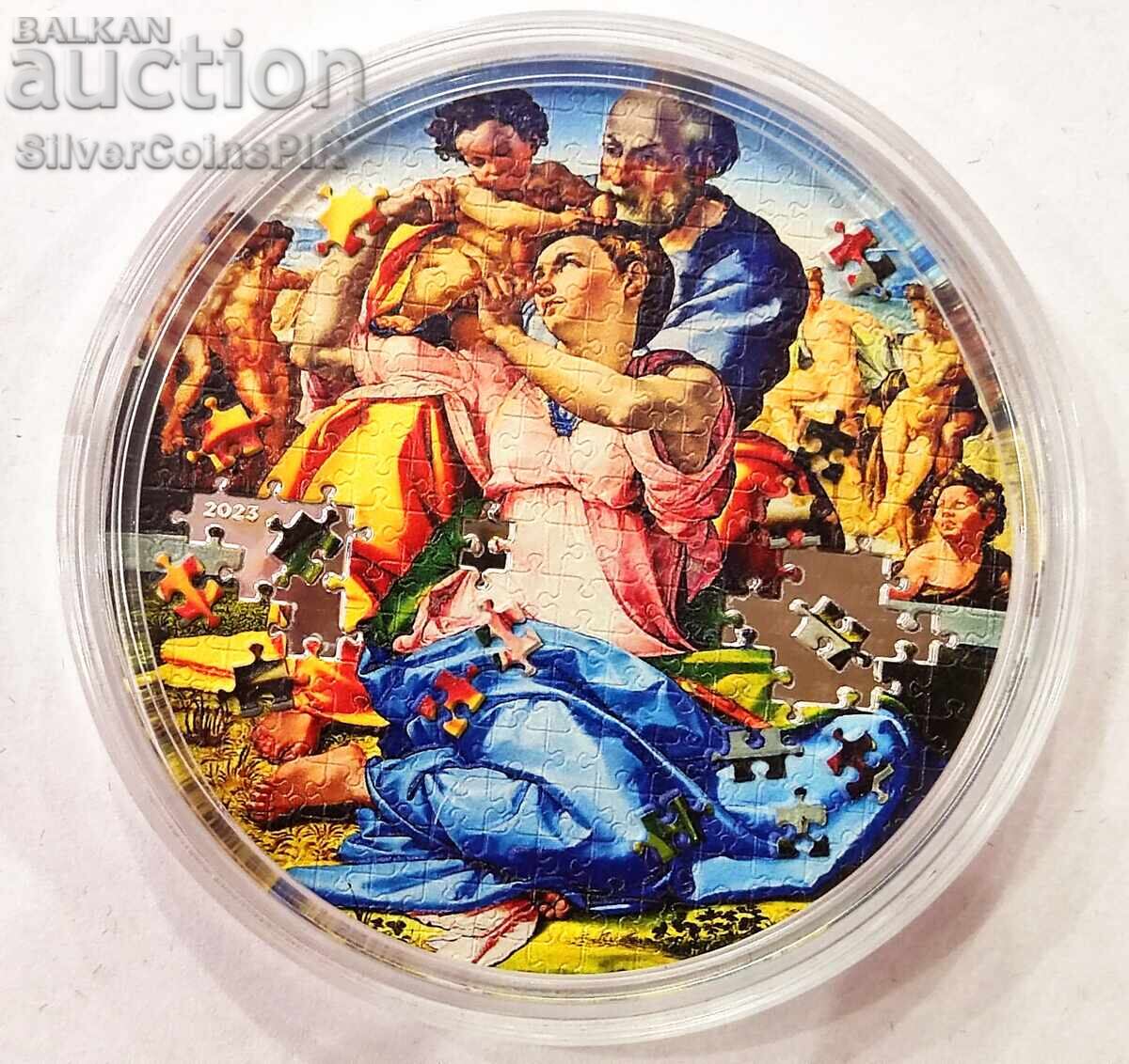 Silver 3 oz Doni Tondo by Michelangelo 20$ Palau 2023