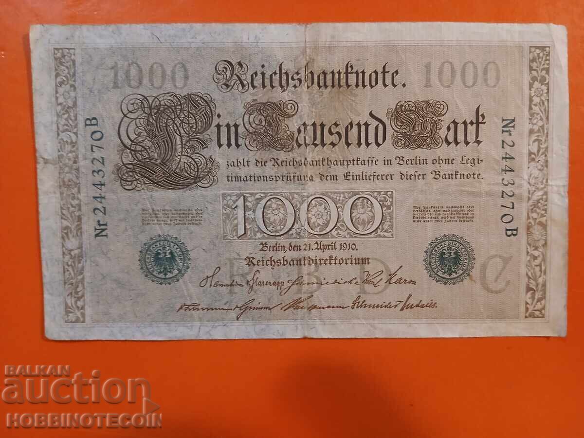 GERMANY 1000 1,000 issue 1910 GREEN PRINT 4