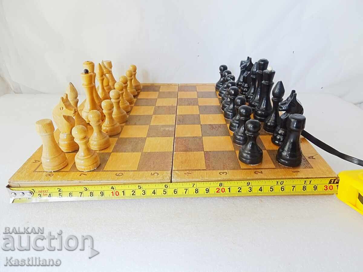 Παλιό ξύλινο σκάκι σε πλήρες σετ - 7