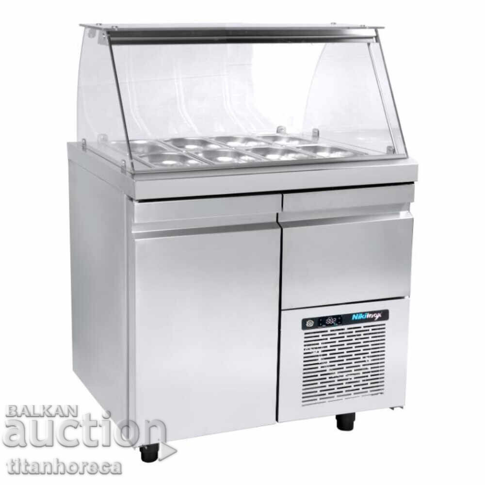 Επαγγελματική βιτρίνα σαλάτας με ενσωματωμένο ψύξη