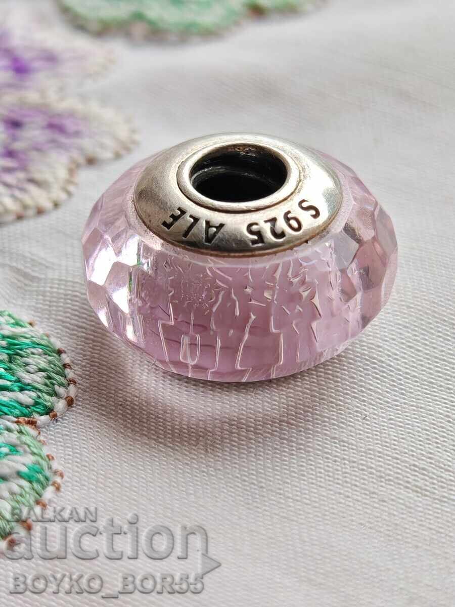 Frumos Talisman Original din Argint PANDORA cu Cristal Roz Frumos Talisman Original din Argint PANDORA cu Cristal Roz