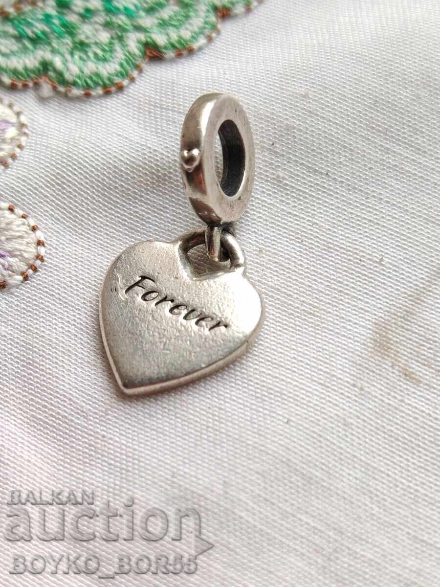 Beautiful Original PANDORA Silver Charm with Heart with price 47.00 BGN | € 24.03