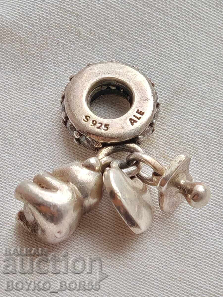 Υπέροχο Αυθεντικό Ασημένιο Μενταγιόν PANDORA με Αρκουδάκι, Καρδιά