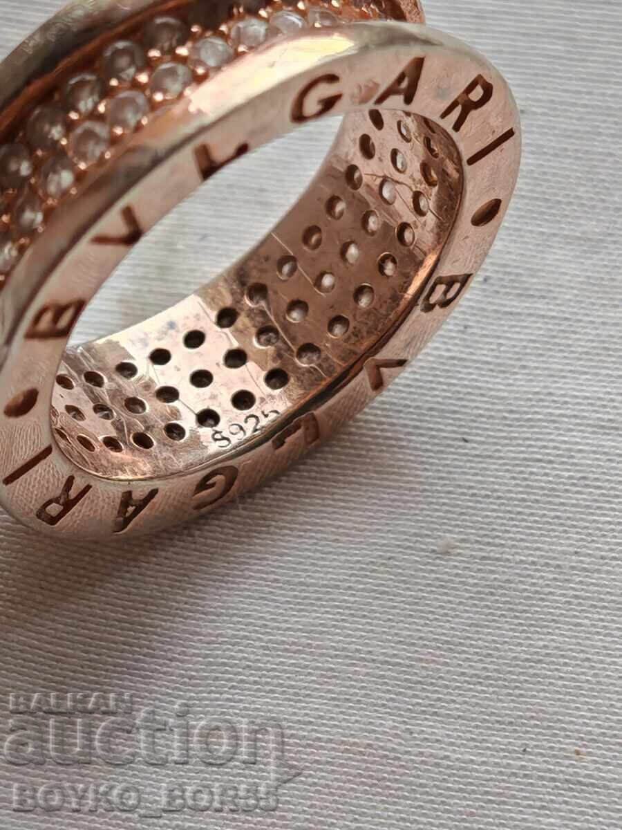 Gorgeous Silver Gold-Plated BVLGARI Ring with White Cubic Zirconia with price 119.00 BGN | € 60.84 Gorgeous Silver Gold-Plated BVLGARI Ring with White Cubic Zirconia with price 119.00 BGN | € 60.84