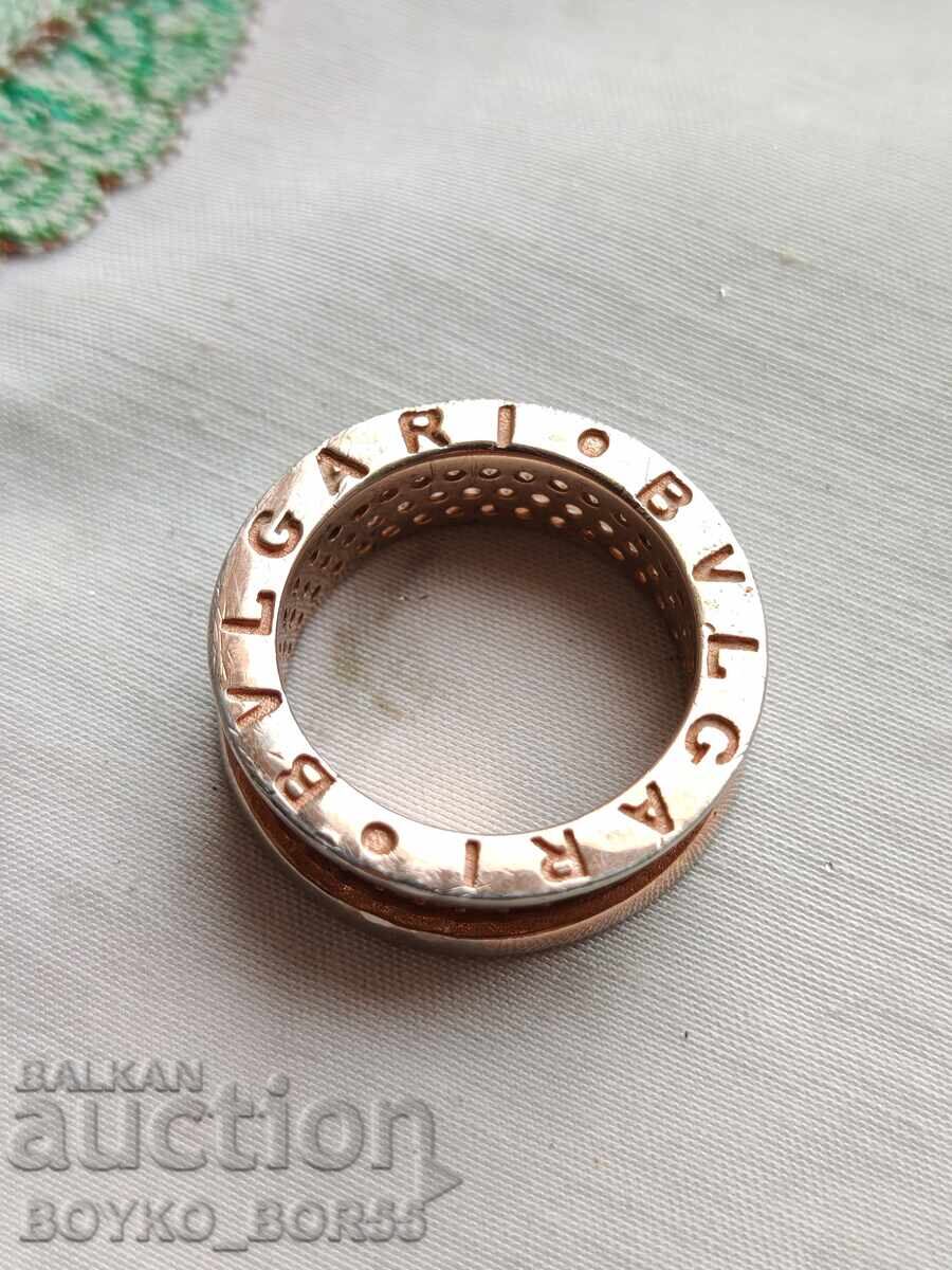 Gorgeous Silver Gold-Plated BVLGARI Ring with White Cubic Zirconia - 5 Gorgeous Silver Gold-Plated BVLGARI Ring with White Cubic Zirconia - 5