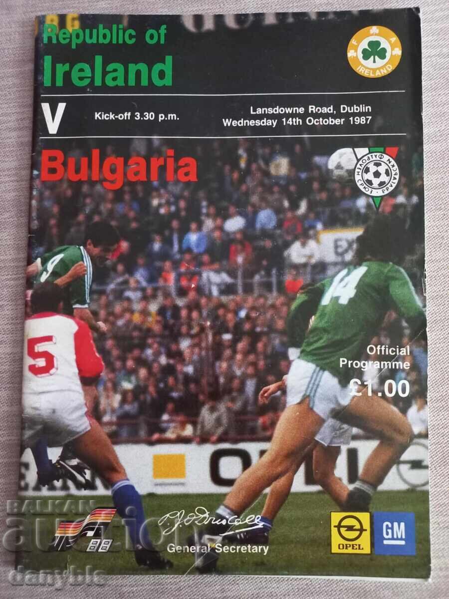 Program fotbal - Irlanda - Bulgaria 1987