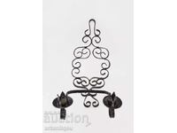 Sfeșnic vintage din fier forjat, forjat manual – pentru două lumânări