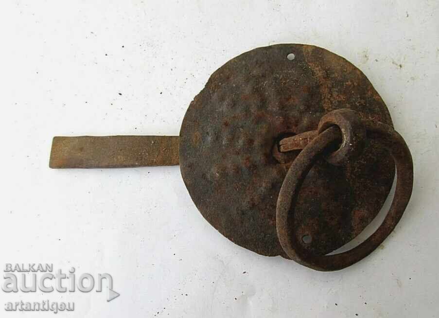 Αντίκα σφυρήλατη σιδερένια λαβή πόρτας του 19ου αιώνα – σπάνια - 6