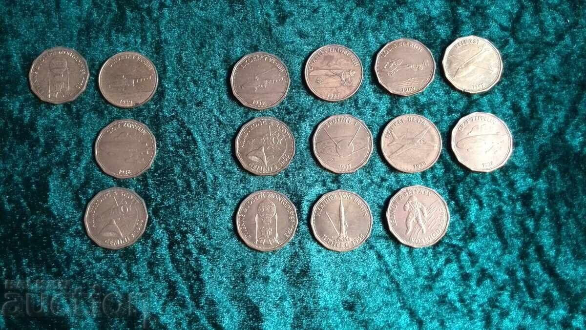 Vintage SHELL tokens. Metal fuel tokens. Collection. Mo