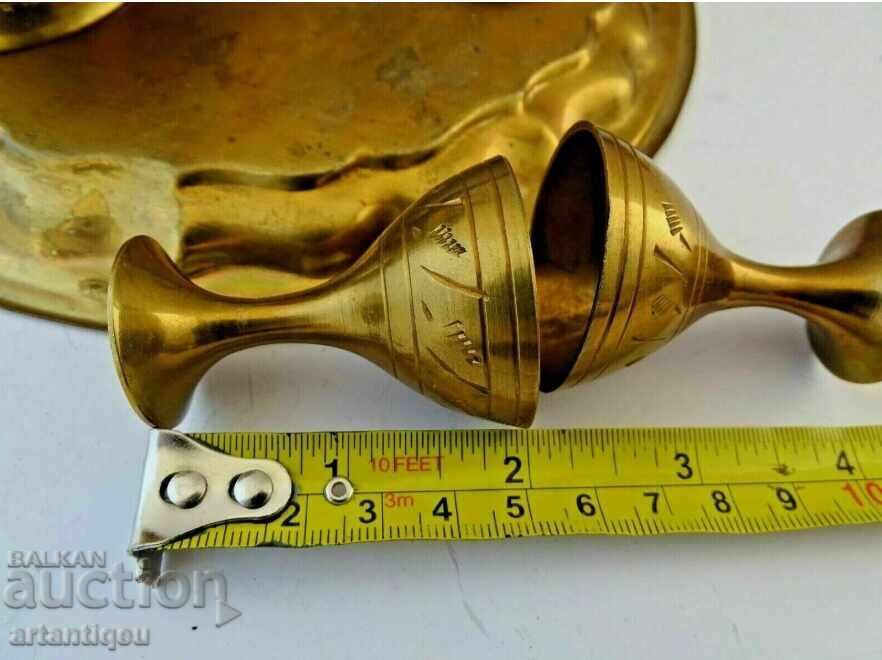 Delivery of Set of antique bronze and brass - cups, teapot and tray