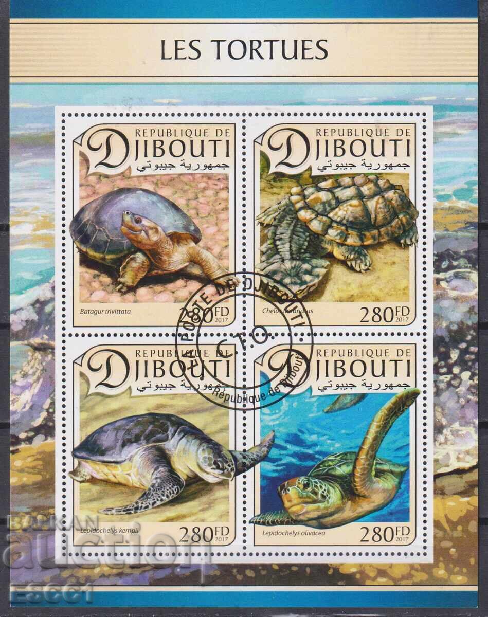 Σφραγισμένο μπλοκ Fauna Χελώνες 2017 από Τζιμπουτί