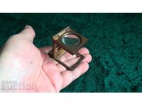 Lupă de bijuterie antică germană din bronz sau alamă