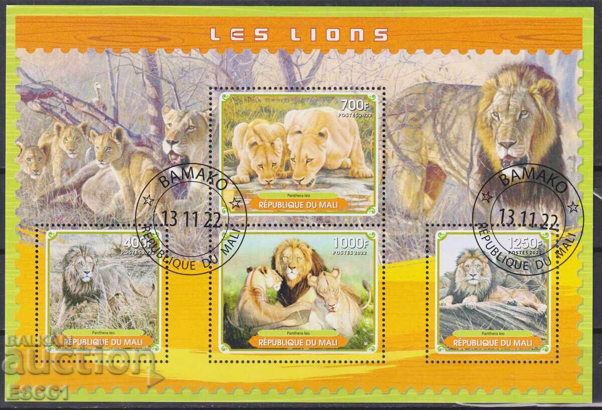 Cancelled Stamps Small Sheet Fauna Lions 2022 from Mali Cancelled Stamps Small Sheet Fauna Lions 2022 from Mali