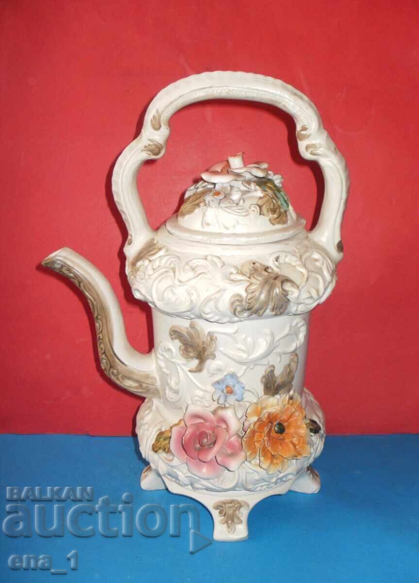 Huge preserved Italian Capodimonte porcelain pitcher