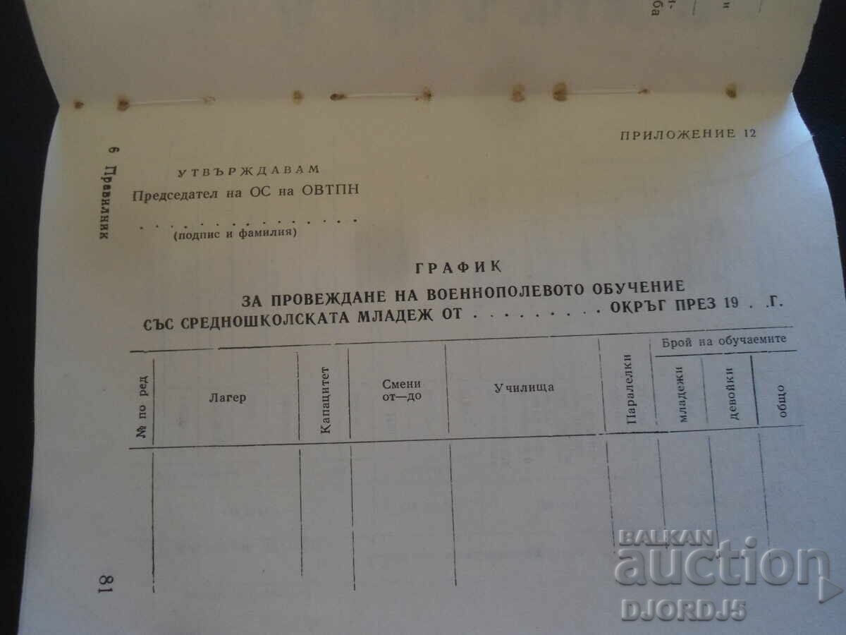 Regulations for military field training of high school youth - 6