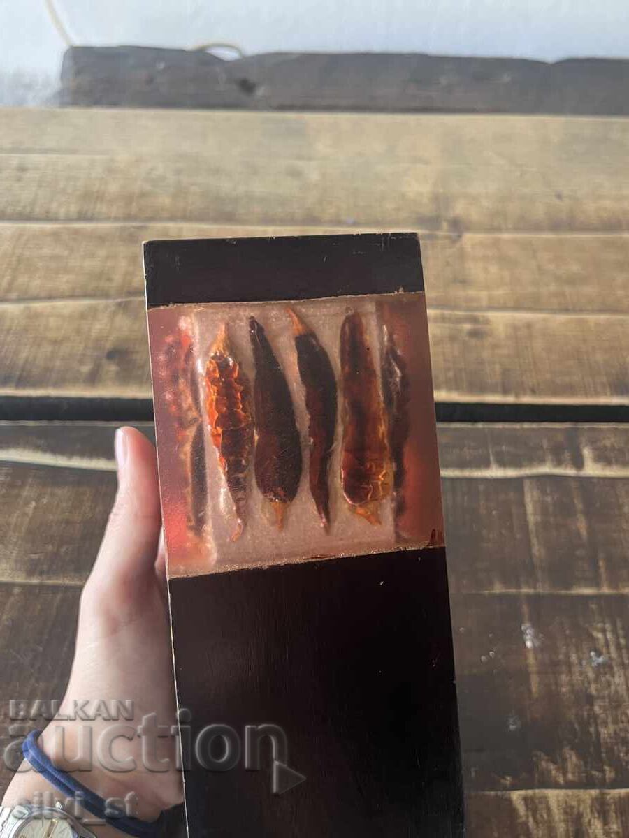 Candlestick / wooden with chili peppers - 5