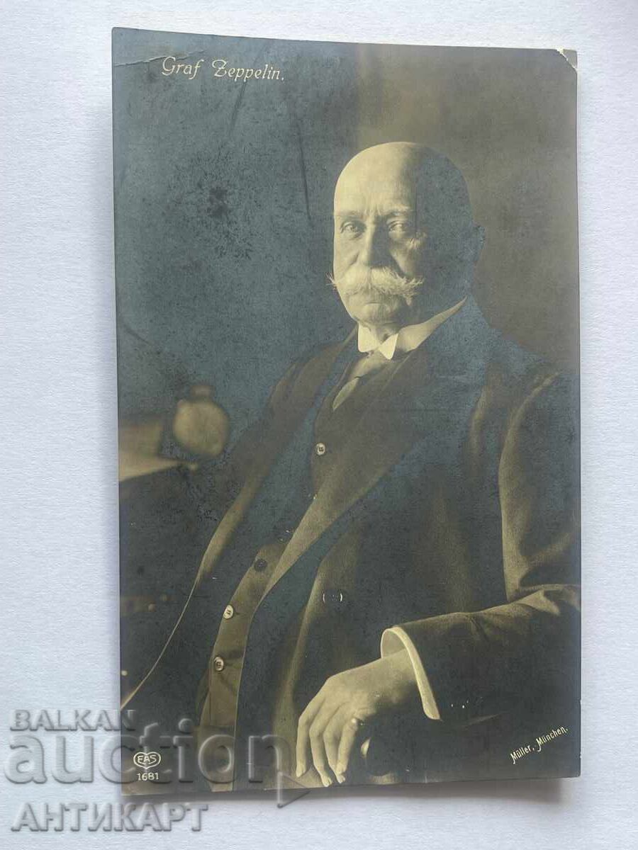 Cartolină poștală Germania Graf Zeppelin creatorul de Zeppelin Primul Război Mondial