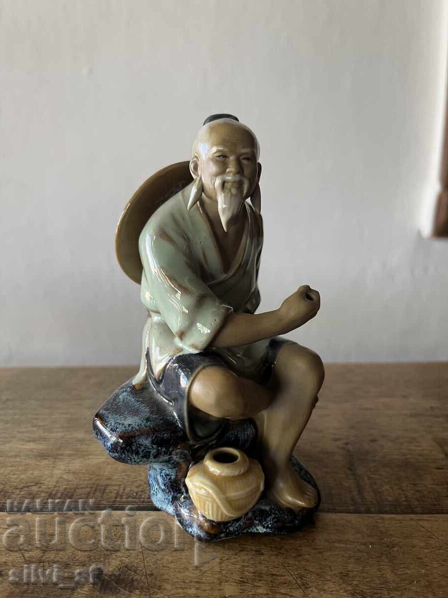 Chinese Ceramics: Shiwan Clay Figure Fisherman Chinese Ceramics: Shiwan Clay Figure Fisherman