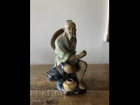 Chinese Ceramics: Shiwan Clay Figure Fisherman