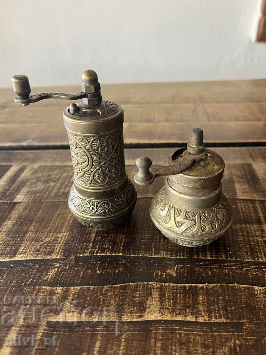 Brass pepper mills / engraved