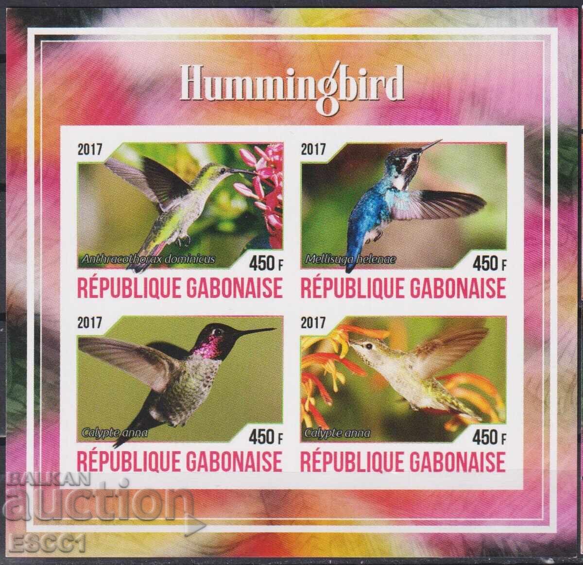 Clean Blocks Unperforated Fauna Birds Hummingbirds 2017 Gabon with price 9.00 BGN | € 4.60