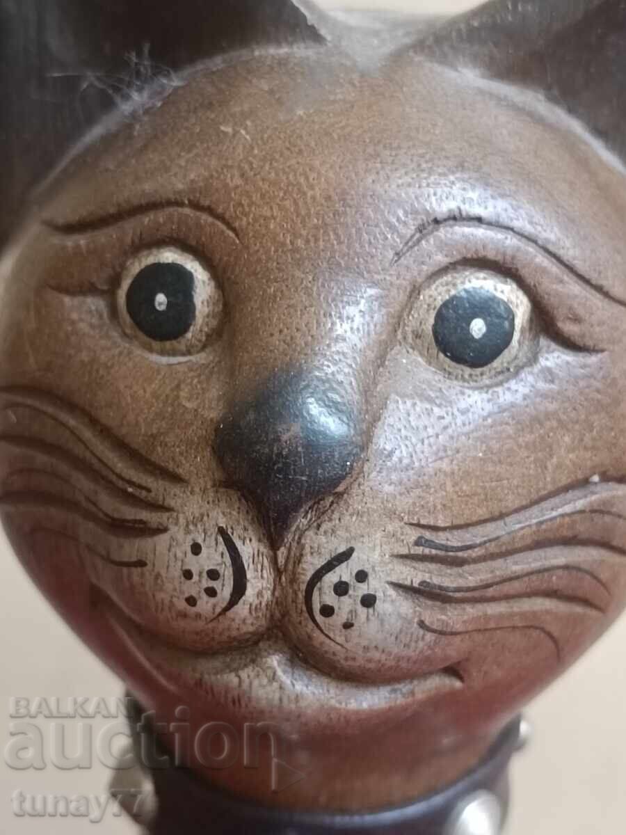 Egyptian Cat From Solid Wood Carved Figure - 5 Egyptian Cat From Solid Wood Carved Figure - 5