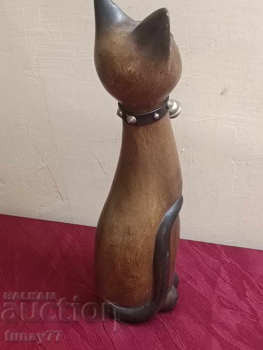 Egyptian Cat From Solid Wood Carved Figure - 6 Egyptian Cat From Solid Wood Carved Figure - 6