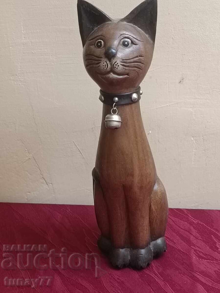 Egyptian Cat From Solid Wood Carved Figure Egyptian Cat From Solid Wood Carved Figure