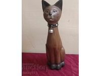 Egyptian Cat From Solid Wood Carved Figure