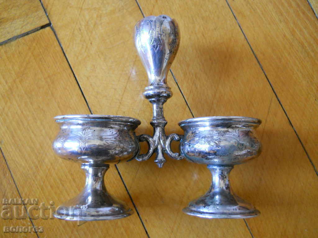 Licitație Sărată dublă veche din argint Licitație Sărată dublă veche din argint