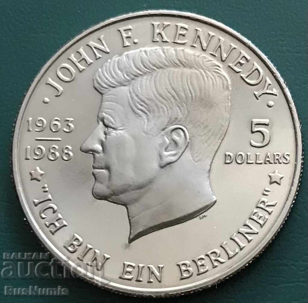 Niue. 5 Dollars 1988. John F. Kennedy. UNC