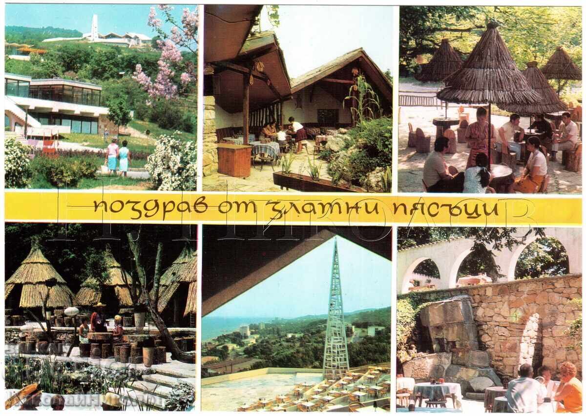 LARGE OLD POSTCARD GOLDEN SANDS 6 VIEWS E258 LARGE OLD POSTCARD GOLDEN SANDS 6 VIEWS E258