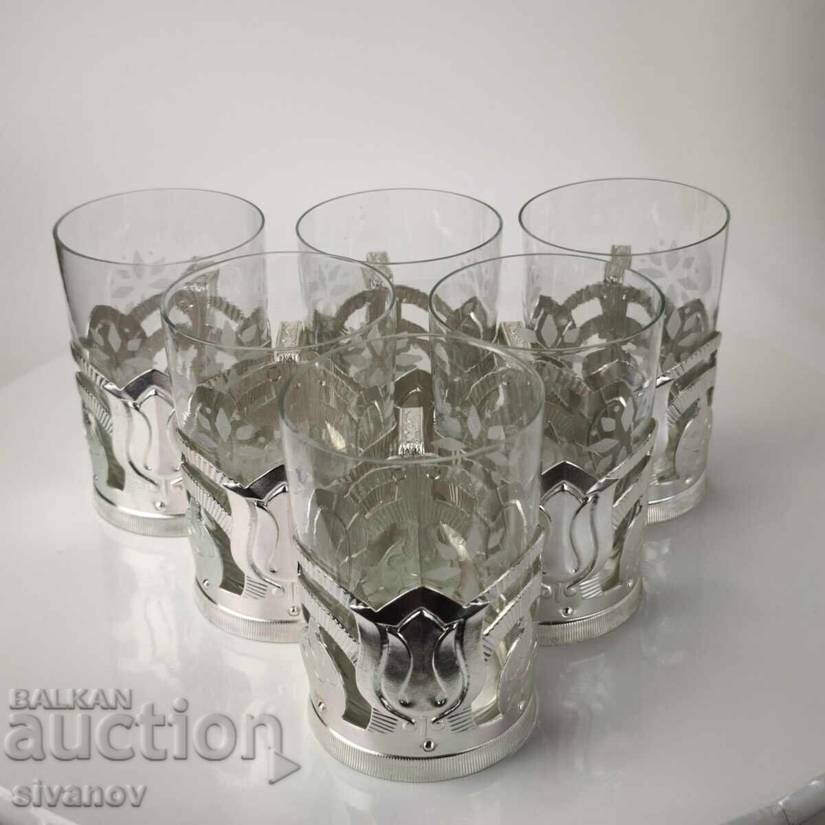 Starter set of 6 coasters with glasses service USSR #6146 with price 59.99 BGN | € 30.67